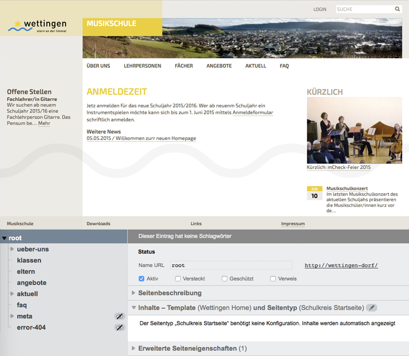 Bildschirmfoto von Schulkreis Homepage