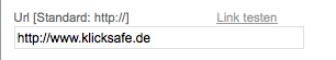 Bildschirmfoto von Linkziel (URL) eingeben